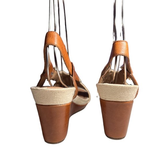 Circa Joan David Cloth & Leather Wedge Sandal 7M - Picture 8 of 10